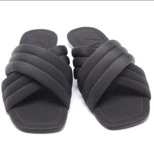 ZARA Satin Slippers. Size 37. Color Black.